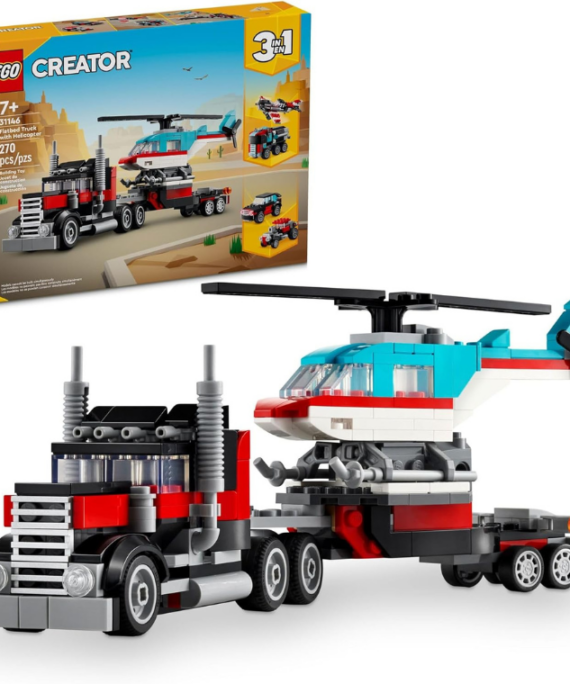 LEGO Creator 3 in 1 Flatbed Truck with Helicopter Toy