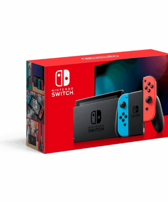 Nintendo Switch with Neon Blue and Neon Red Joy‑Con